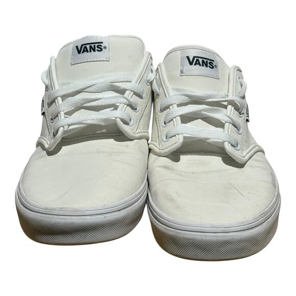 Vans Low Top Leather White Sneakers Men's Size 11 Casual Skate Shoes - Picture 2 of 9